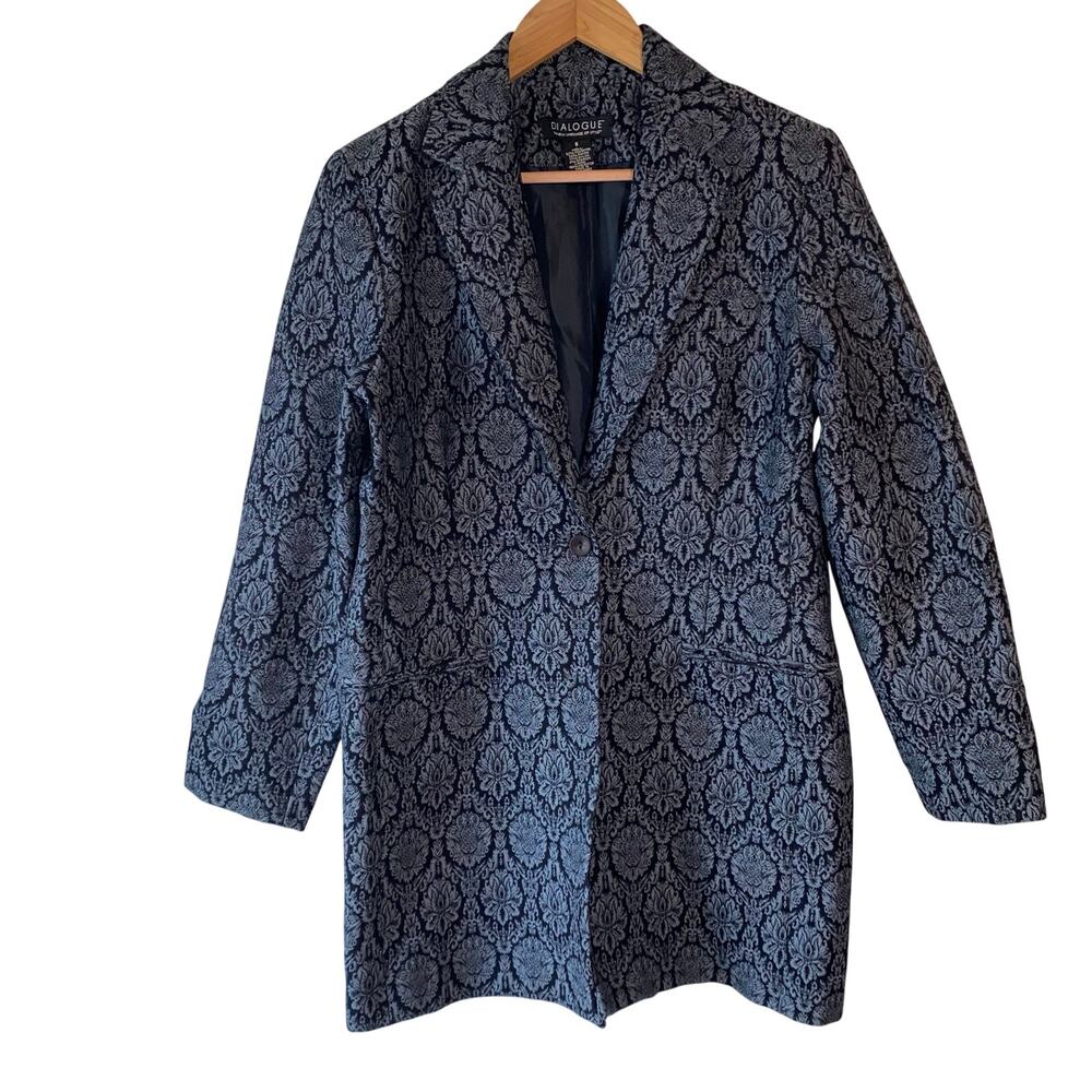 Dialogue Woman’s Long Tapestry Blazer Jacket SZ 8‎ Jacquard Career Elegant Chic